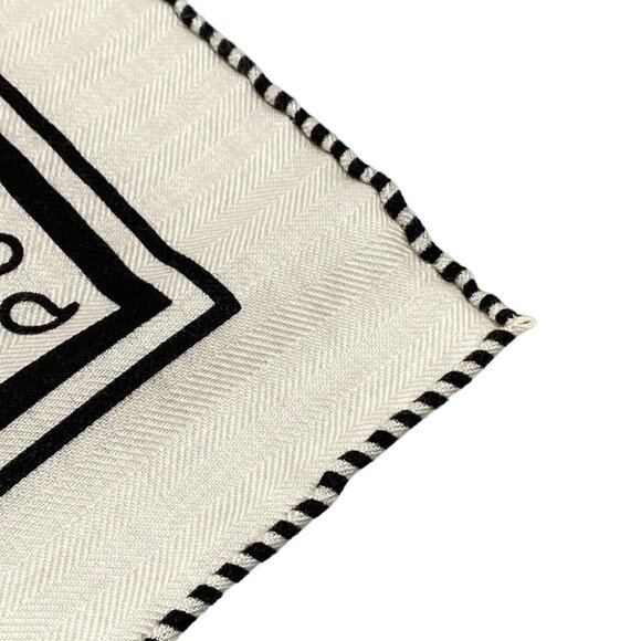 HERMES Carrejean/Shawl Carre 140 - Cream Black Cashmere Silk Scarf - Picture 6 of 6